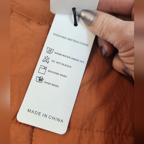 NWT KYL Quilted Lightweight Orange Puffer‎ Zip-Up Jacket, Size S - Picture 7 of 8